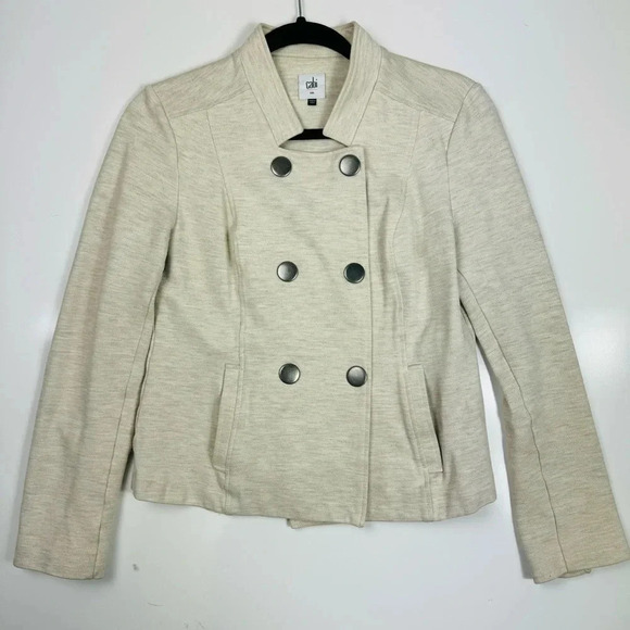 Cabi Knit Moto Jacket Double Breasted Button Front Blazer Neutral Size S - Picture 5 of 13